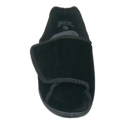 g10072 velcro velour diabetic slipper black b