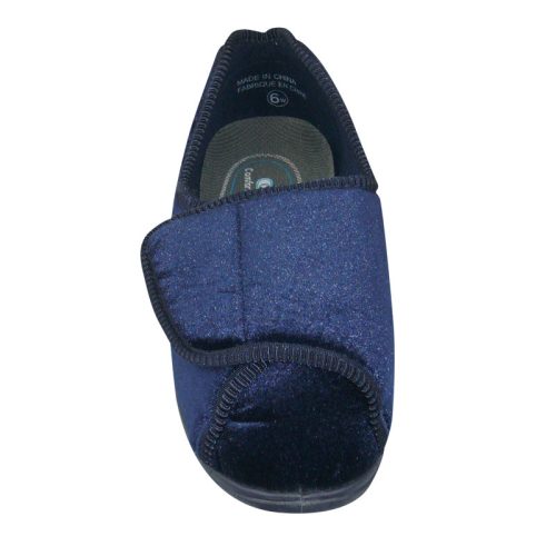 g10072 velcro velour diabetic slipper navy b