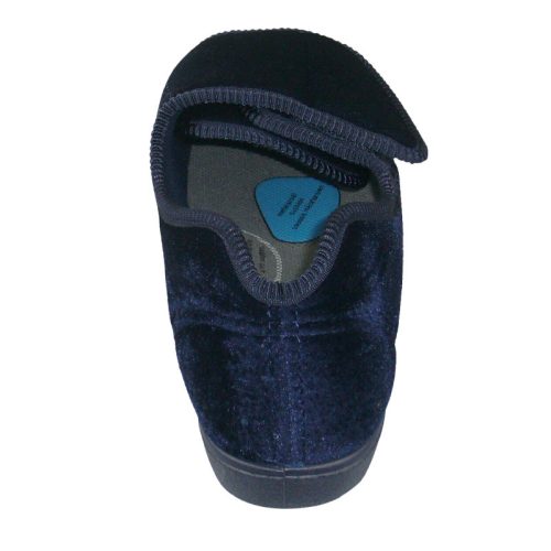 g10072 velcro velour diabetic slipper navy c